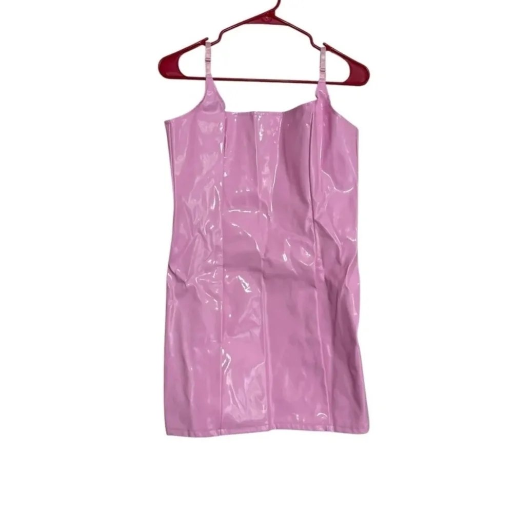 PrettyLittleThing Shiny Light Pink Mini Dress - Picture 2 of 3